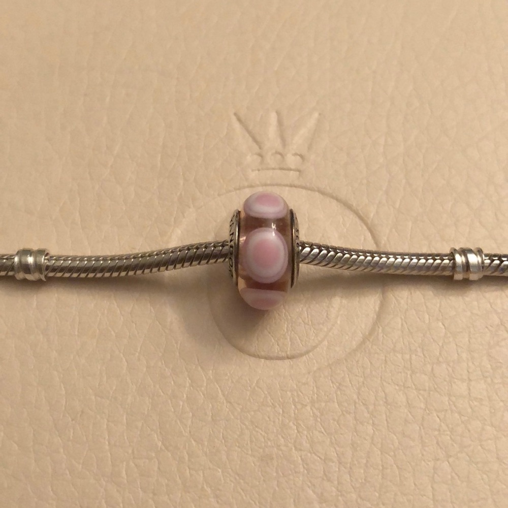 Authentic Pandora Pink Stepping Stone Murano Glass